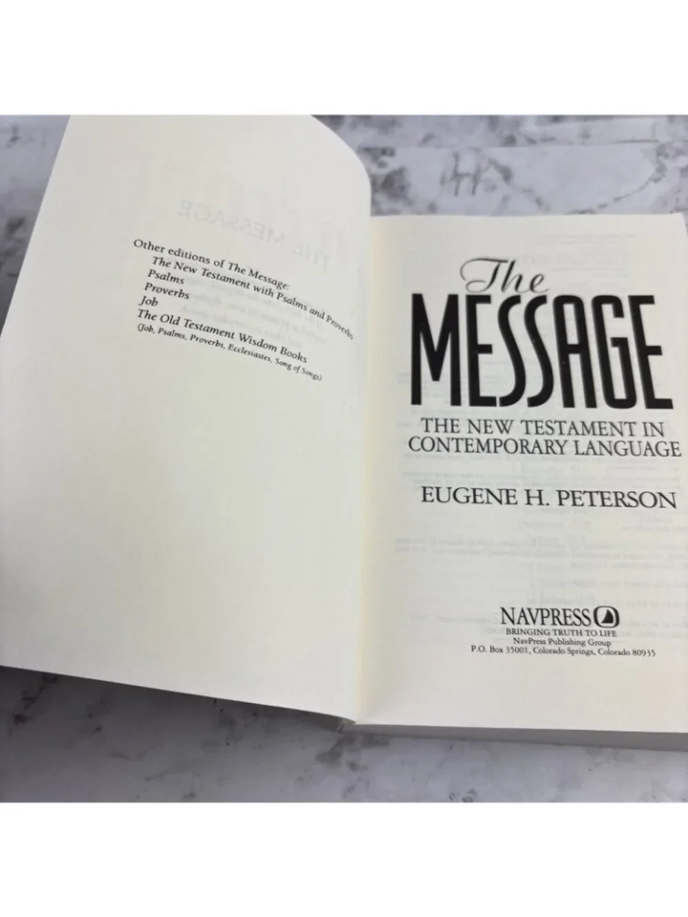 The Message: The New Testament in Contempory- 0891098534, E H Peterson paperback